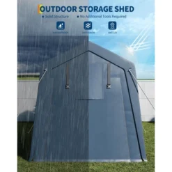 6x6 FT Outdoor Storage Shed With Roll-Up Zipper Door & Mesh Window, Heavy Duty Motorcycle Shed, Portable Carport For Bike Firewood Tools, Grey 10 6x6 FT Outdoor Storage Shed With Roll-Up Zipper Door & Mesh Window, Heavy Duty Motorcycle Shed, Portable Carport For Bike Firewood Tools, Grey -Living Aura Store GUEST cb35e2da bead 4abb 9e40 a202d6f01e32 1
