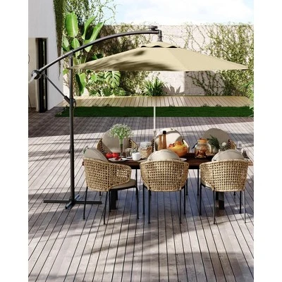 10FT Cantilever Umbrella, Base Included - For 2-6 People, 360-Degree Rotation & Infinite Tilt, Fade-Resistant Canopy For Deck Pool Garden Backyard 7 10FT Cantilever Umbrella, Base Included - For 2-6 People, 360-Degree Rotation & Infinite Tilt, Fade-Resistant Canopy For Deck Pool Garden Backyard - Image 7