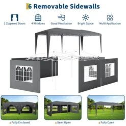 Pop Up Canopy Tent With 6 Removable Sidewalls, Large Outdoor Canopies With Adjustable Heights， Easy Up Commercial Canopy Tents For Parties -Living Aura Store GUEST cd4cc424 e758 4676 84db a26dbd6be86b