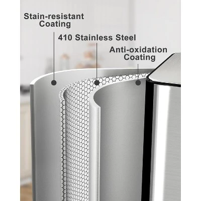 60L/16 Gal Kitchen Trash Can With Separate Lids,2×8 Gal Pedal Trash Bin With Removable Basket,Stainless Steel Garbage Can For Kitchen Office 5 60L/16 Gal Kitchen Trash Can With Separate Lids,2×8 Gal Pedal Trash Bin With Removable Basket,Stainless Steel Garbage Can For Kitchen Office - Image 5