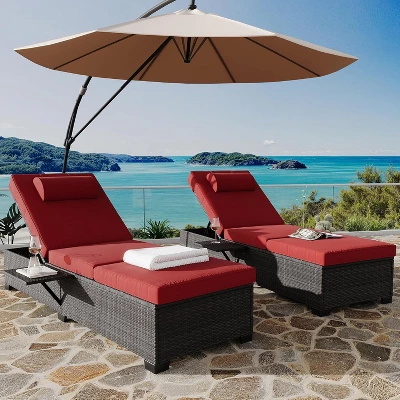 Wicker Chaise Outdoor,Reclining Adjustable Pool Rattan Chaise Chair,Patio Rattan Wicker Chaise Lounge Chair Set Of 2, For Pool Deck 7 Wicker Chaise Outdoor,Reclining Adjustable Pool Rattan Chaise Chair,Patio Rattan Wicker Chaise Lounge Chair Set Of 2, For Pool Deck - Image 7