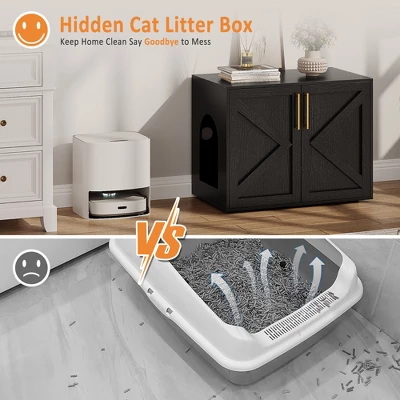 Cat Litter Box Enclosure Furniture, Hidden Wooden Litter Box Cabinet With Side Table Design 4 Cat Litter Box Enclosure Furniture, Hidden Wooden Litter Box Cabinet With Side Table Design - Image 4