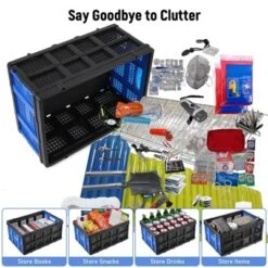 Collapsible Plastic Crate, Foldable Storage Basket, Stackable Utility Crate With Handle, Milk Crate -Living Aura Store GUEST ceee204d 27f2 41ef 879a 8445eb4c79cc