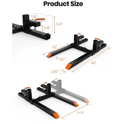 Clamp-On Pallet Forks – Heavy Duty Quick Attach Bucket Fork With Adjustable Stabilizer Bar For Tractor/Skid 1 Clamp-On Pallet Forks – Heavy Duty Quick Attach Bucket Fork With Adjustable Stabilizer Bar For Tractor/Skid