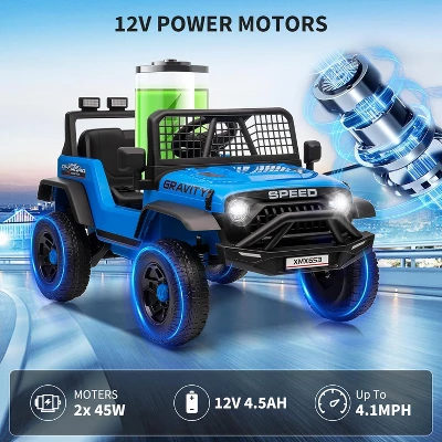 12V Kids Electric Ride-On Truck - Parent Remote Control, 3 Speed Settings, LED Lights & Music Player For Children Ages 3-6 Years 3 12V Kids Electric Ride-On Truck - Parent Remote Control, 3 Speed Settings, LED Lights & Music Player For Children Ages 3-6 Years - Image 3