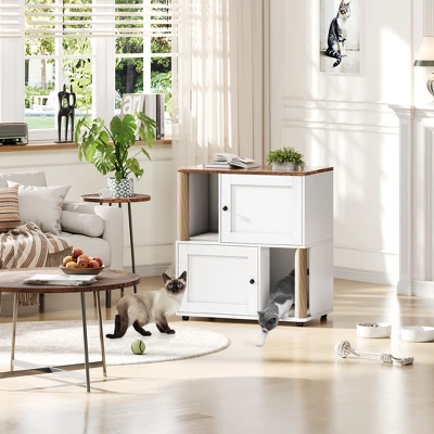 2 Tiered Cat Litter Box Enclosure For 2 Boxes 9 2 Tiered Cat Litter Box Enclosure For 2 Boxes - Image 9