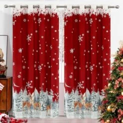 Christmas Red Curtains 52x63 Inch, Velvet Blackout Curtains, Christmas Reindeer Snowflake Window Drapes For Living Room Bedroom, 2 Panel Set 11 Christmas Red Curtains 52x63 Inch, Velvet Blackout Curtains, Christmas Reindeer Snowflake Window Drapes For Living Room Bedroom, 2 Panel Set -Living Aura Store GUEST d214c0fe d97b 491d 870e 2e79285ec4e1