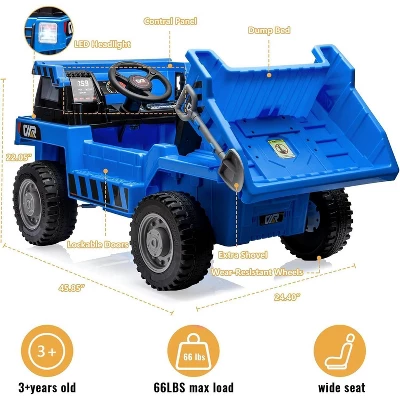 12V Ride On Dump Truck For Kids, With Electric Dump Bed, Remote Control And Extra Shovel, USB, MP3, Music Player 1 12V Ride On Dump Truck For Kids, With Electric Dump Bed, Remote Control And Extra Shovel, USB, MP3, Music Player
