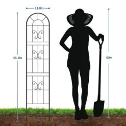 Metal Garden Trellis 55x12 Inch, Wrought Iron Garden Fence, Decorative Plant Trellis For Climbing Plants, Perfect For Patio Lawn Backyard -Living Aura Store GUEST d27e2fb4 5381 4d31 a185 6821db5533bb