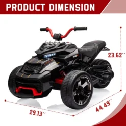 12V 3 Wheeler Ride On ATV Electric Motorcycle, W/Led Lights, High & Low Speed, Horn, Music, USB, Treaded Tires, For Kids Gift -Living Aura Store GUEST d32feb84 0f5e 405e 8915 247708b1768e