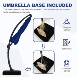 Outdoor Large Round Aluminum Offset Umbrella - Heavy Duty Offset Umbrella With 360° Rotation, Offset Patio Cantilever Umbrella With Base Included -Living Aura Store GUEST d3374040 4b4d 484d bc59 8aa94655b873