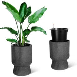 14.2" Tall Planters Set Of 2, Self Watering Pots With Built-in Drainage And A Water Level Monitor 16 14.2" Tall Planters Set Of 2, Self Watering Pots With Built-in Drainage And A Water Level Monitor -Living Aura Store GUEST d3485145 2042 49e8 b367 b3618690555f