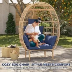 Wicker Egg Chair, Indoor Outdoor Lounger For Patio, 500 Lbs Capacity, All-Weather Rattan Wicker Egg Chair Outdoor, For Patio, Backyard -Living Aura Store GUEST d399ebdd d6f7 48b3 bacf 4b2719dccd46