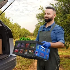 Collapsible Plastic Crate, Foldable Storage Basket, Stackable Utility Crate With Handle, Milk Crate -Living Aura Store GUEST d4e401b7 0729 4adf 8d10 25c4105d190e