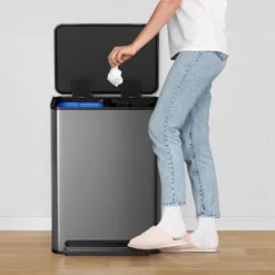 Kitchen Stainless Steel Trash Can, 16 Gallon/ 60L Dual Compartment Garbage Can With Soft Close Lid, Step On Waste Bin For Living Room, Office, Silver 10 Kitchen Stainless Steel Trash Can, 16 Gallon/ 60L Dual Compartment Garbage Can With Soft Close Lid, Step On Waste Bin For Living Room, Office, Silver -Living Aura Store GUEST d51a2543 8fff 4e46 92e3 f29ecef18c2e