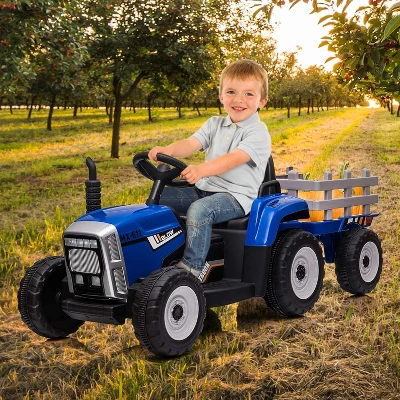 12V 25W Kids Powered Electric Tractor, Toddler Ride On Car W/Remote Control, LED Headlights, Gear Shift, MP3 Player USB Port For Kids 3-6 Years 1 12V 25W Kids Powered Electric Tractor, Toddler Ride On Car W/Remote Control, LED Headlights, Gear Shift, MP3 Player USB Port For Kids 3-6 Years