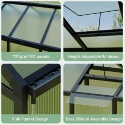 6x8x6.5 FT Greenhouses For Outdoors, Aluminum Green House With Polycarbonate Roof, Sliding Door, Adjustable Vent For Garden, Backyard, Patio, Black -Living Aura Store GUEST d56f8869 da73 4cfa aa45 d7ef3717adc4