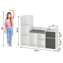 Kids Bookshelf, Children Bookcase With Soft Cushion Seat, Children Toy Storage Cubby, Kids Storage Cabinet For Playroom, Kids Room, Hallway -Living Aura Store GUEST d5ff7e35 28e5 4aa8 8cc1 ffcc769d2c1e
