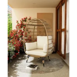 Modern DLEC03 Wicker Egg Chair - 350LBs Steel Frame & Plush Cushion, PE Rattan For Balcony/Patio/Living Room, Outdoor Lounge Chair 11 Modern DLEC03 Wicker Egg Chair - 350LBs Steel Frame & Plush Cushion, PE Rattan For Balcony/Patio/Living Room, Outdoor Lounge Chair -Living Aura Store GUEST d615bb9a 3e32 43fe b78a fcaae3e6639d
