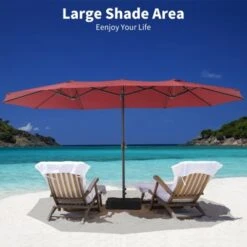 15 FT Extra Large Patio Umbrella W/ Base, Double-Sided Umbrella With Crank Handle, Outdoor UVProtective Pool Umbrella For Garden, Backyard, Poolside 15 15 FT Extra Large Patio Umbrella W/ Base, Double-Sided Umbrella With Crank Handle, Outdoor UVProtective Pool Umbrella For Garden, Backyard, Poolside -Living Aura Store GUEST d6dbde85 41f8 4bdd 8096 4b0b2f468c7a