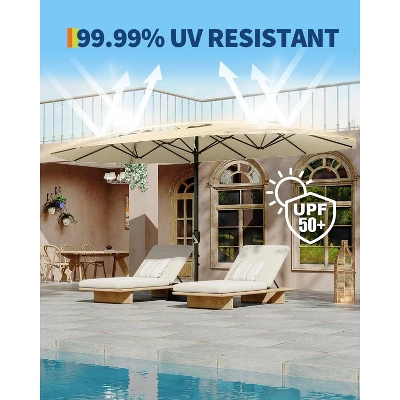 15FT Large Patio Umbrella With Base Included, Oversized Shade For 2-8 People, Double-Sided Rectangle Umbrella, Weighted Base For Pool, Deck, Backyard 1 15FT Large Patio Umbrella With Base Included, Oversized Shade For 2-8 People, Double-Sided Rectangle Umbrella, Weighted Base For Pool, Deck, Backyard