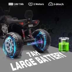 2 Seater Ride On ATV Car, 24V7AH Electric Off-Road Kids ATV, Ride On Car For Kids With LED Headights, Music, Electric Toys For Boys Girls