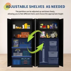 Storage Metal Cabinet 71" With Doors And 4 Shelves Adjustable 4 Adjustable Feet And Lock Tall Storage Cabinet For Pantry Garage Craft Bedroom -Living Aura Store GUEST d7d075fb 2ab7 4c0c b6c6 6e4f53154ad1