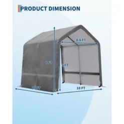 10x10FT Outdoor Storage Shed Carport With Roll-Up Zipper Door, Portable Garage Storage Shelter Heavy Duty Waterproof PE Tarp For Bike, ATV, Grey 14 10x10FT Outdoor Storage Shed Carport With Roll-Up Zipper Door, Portable Garage Storage Shelter Heavy Duty Waterproof PE Tarp For Bike, ATV, Grey -Living Aura Store GUEST d7f985b1 e967 4906 a1af 890103801eaa