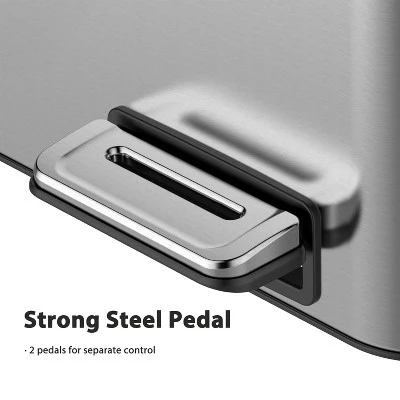 2 X 4 Gal Dual Trash Can, Hands-Free Trash Can With Soft Close Lid, Stainless Steel Garbage Can 4 2 X 4 Gal Dual Trash Can, Hands-Free Trash Can With Soft Close Lid, Stainless Steel Garbage Can - Image 4