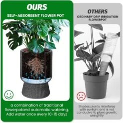 14.2" Tall Planters Set Of 2, Self Watering Pots With Built-in Drainage And A Water Level Monitor 11 14.2" Tall Planters Set Of 2, Self Watering Pots With Built-in Drainage And A Water Level Monitor -Living Aura Store GUEST dbf281ce 6700 4cf7 8ddf f49436a6da6a