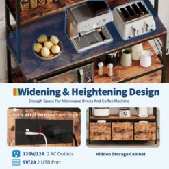 5-Tier Kitchen Bakers Rack With Charging Station & Drawers, Utility Shelves With Hooks For Kitchen, Independent Baker's Rack For Dining Room, Office 9 5-Tier Kitchen Bakers Rack With Charging Station & Drawers, Utility Shelves With Hooks For Kitchen, Independent Baker's Rack For Dining Room, Office -Living Aura Store GUEST dc9f162a 2cfd 448c a089 283d09d8a416