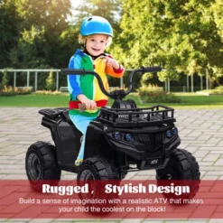Kids Electric Ride On Car, 12V ATV Battery Powered Toy For Toddlers With LED Lights, Music, High/Low Speed, Battery Powered Quad Toy Vehicle