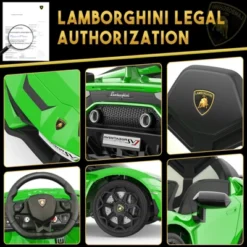 12V Kids Electric Car With Remote Control, LED Lights & Sound System - Licensed Lamborghini Battery Powered Ride-On Toy For Boys & Girls