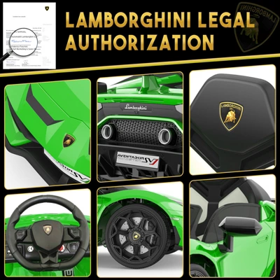12V Kids Electric Car With Remote Control, LED Lights & Sound System - Licensed Lamborghini Battery Powered Ride-On Toy For Boys & Girls 1 12V Kids Electric Car With Remote Control, LED Lights & Sound System - Licensed Lamborghini Battery Powered Ride-On Toy For Boys & Girls