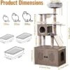 Cat Tree With Litter Box Enclosure, 2-in-1 Cat Tower, 66.9-Inch Tall Cat Condo With Scratching Posts, Perch (Grey)