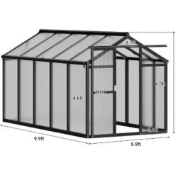 6x10x6.5 FT Greenhouses For Outdoors, Aluminum Green House With Polycarbonate Roof, Sliding Door, Adjustable Vent For Garden, Backyard, Patio, Black -Living Aura Store GUEST dfbe7179 c746 4183 8535 7c06f0d651c9
