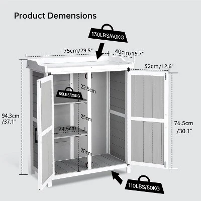 Potting Bench Outdoor Cabinet With Metal Tabletop, Wooden Storage Cabinets Weatherproof, Planting Work Benches With Adjustable Shelf 6 Potting Bench Outdoor Cabinet With Metal Tabletop, Wooden Storage Cabinets Weatherproof, Planting Work Benches With Adjustable Shelf - Image 6