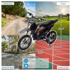 36V Ride On Dirt Bike For Kids,Fast Speed Electric Powered Off-Road Motorcycle,15.5MPH,Led Light,Leather Seat,Disc Brake,Air-Filled Tires,Black -Living Aura Store GUEST e07547b6 cd96 466b b707 6d10181cf71a