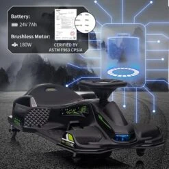 24V Kids Electric Drift Kart Toy With LED Lights, Music, USB Port, Speed Up To 7.5MPH & Low Battery Alarm 13 24V Kids Electric Drift Kart Toy With LED Lights, Music, USB Port, Speed Up To 7.5MPH & Low Battery Alarm -Living Aura Store GUEST e0d07481 5cda 4c40 af03 43d00028bc83