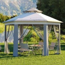 13x13 FT Hexagon Pop Up Gazebo W/ Mesh Windows, Instant Setup Canopy Tent For Outdoor Patio, Backyard, Garden & Events,w/Carry Bag, Adjustable Height -Living Aura Store GUEST e0ddc5d4 b26d 419e ae94 36a914a998ea