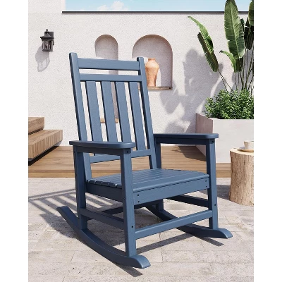 Adirondack Outdoor Patio Rocking Chair, All Weather HDPE Glider Rocker Chair With High Backrest For Porch Balcony Lawn, 380 Lbs Capacity 7 Adirondack Outdoor Patio Rocking Chair, All Weather HDPE Glider Rocker Chair With High Backrest For Porch Balcony Lawn, 380 Lbs Capacity - Image 7