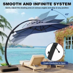 Outdoor Large Round Aluminum Offset Umbrella - Heavy Duty Offset Umbrella With 360° Rotation, Offset Patio Cantilever Umbrella With Base Included -Living Aura Store GUEST e1fb54f7 9730 406a 9d62 d3be3ead7f90