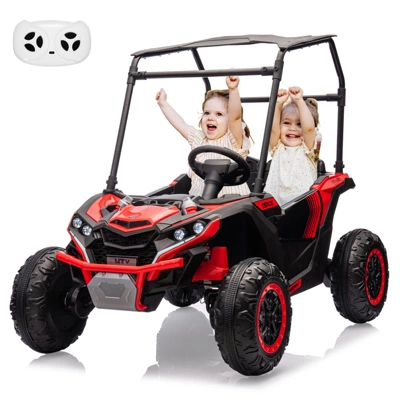 24V 2 Seater Ride On UTV Car, 4WD Electric Off-Road Truck With Sun Shade, Side By Side Battery Powered Toy Car With Remote Control, Music, Lights 10 24V 2 Seater Ride On UTV Car, 4WD Electric Off-Road Truck With Sun Shade, Side By Side Battery Powered Toy Car With Remote Control, Music, Lights - Image 10