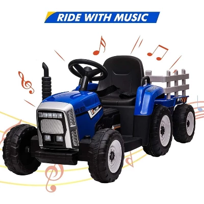 12V 25W Kids Powered Electric Tractor, Toddler Ride On Car W/Remote Control, LED Headlights, Gear Shift, MP3 Player USB Port For Kids 3-6 Years 2 12V 25W Kids Powered Electric Tractor, Toddler Ride On Car W/Remote Control, LED Headlights, Gear Shift, MP3 Player USB Port For Kids 3-6 Years - Image 2