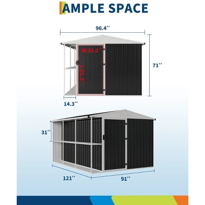 Weatherproof Garden Tool Shed,Outdoor Storage Shed With Shelf, Lockable Doors & Open Shelves For Lawn Equipment, Patio Furniture, 8×10 FT 2 Weatherproof Garden Tool Shed,Outdoor Storage Shed With Shelf, Lockable Doors & Open Shelves For Lawn Equipment, Patio Furniture, 8×10 FT - Image 2