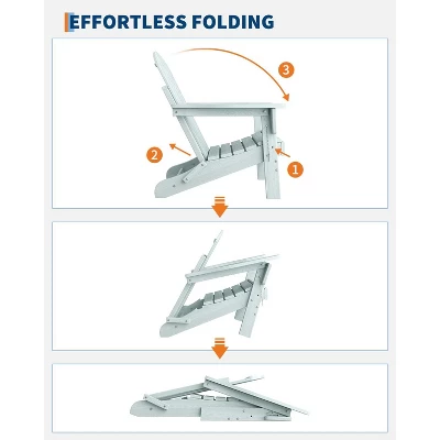 Folding Adirondack Chair Set Of 2, HDPE Plastic Weather Resistant Oversized Outdoor Chair For Patio, Lawn, Garden, Backyard, Deck, 380 Lb Support 5 Folding Adirondack Chair Set Of 2, HDPE Plastic Weather Resistant Oversized Outdoor Chair For Patio, Lawn, Garden, Backyard, Deck, 380 Lb Support - Image 5