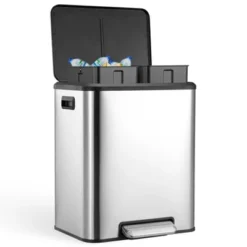 8 Gallon Dual Compartment Trash Can With Inner Buckets, Stainless Steel Garbage Can, Soft Close Lid 18 8 Gallon Dual Compartment Trash Can With Inner Buckets, Stainless Steel Garbage Can, Soft Close Lid -Living Aura Store GUEST e4a19cc0 7501 41c7 ac76 a0ed5b87cd8a