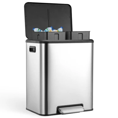 8 Gallon Dual Compartment Trash Can With Inner Buckets, Stainless Steel Garbage Can, Soft Close Lid 9 8 Gallon Dual Compartment Trash Can With Inner Buckets, Stainless Steel Garbage Can, Soft Close Lid - Image 9