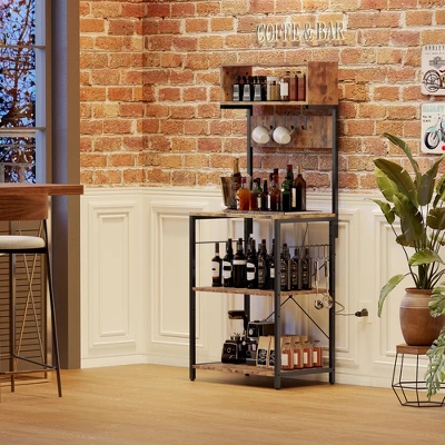 Kitchen Baker Rack, 4-Tier Kitchen Storage Shelf Rack With 10 Hooks, Industrial Microwave Stand, Standing Coffee Bar Table For Spices, Pots And Pans 8 Kitchen Baker Rack, 4-Tier Kitchen Storage Shelf Rack With 10 Hooks, Industrial Microwave Stand, Standing Coffee Bar Table For Spices, Pots And Pans - Image 8