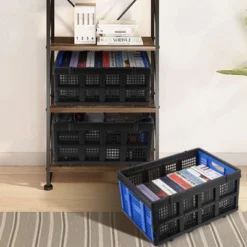 Collapsible Plastic Crate, Foldable Storage Basket, Stackable Utility Crate With Handle, Milk Crate -Living Aura Store GUEST e586d06c 9ecb 4193 8410 468cba1d450a